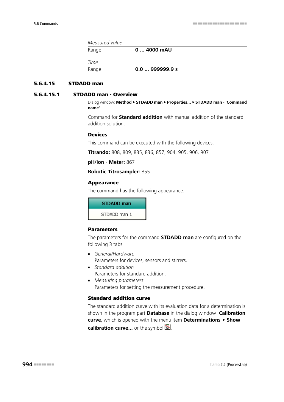 15 stdadd man, 1 stdadd man - overview, Stdadd man | Metrohm tiamo 2.2 (ProcessLab) User Manual | Page 1010 / 1644