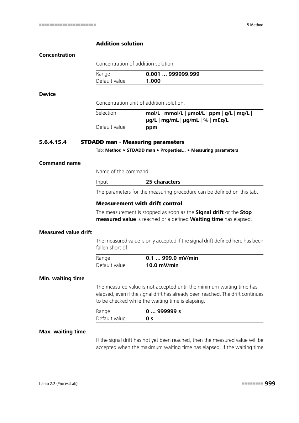 4 stdadd man - measuring parameters | Metrohm tiamo 2.2 (ProcessLab) User Manual | Page 1015 / 1644