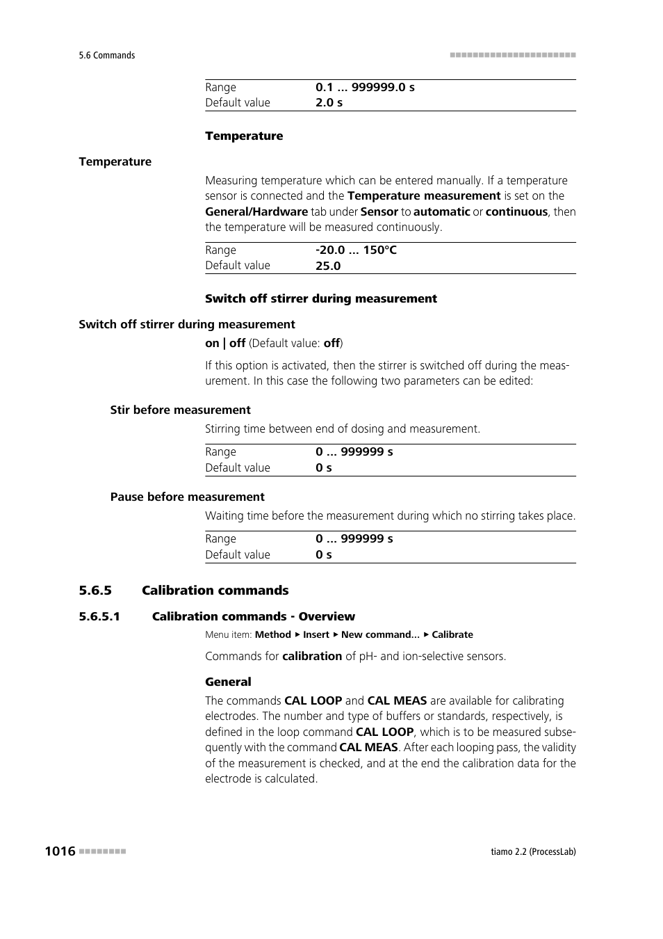 5 calibration commands, 1 calibration commands - overview, Calibration commands 6 | Metrohm tiamo 2.2 (ProcessLab) User Manual | Page 1032 / 1644