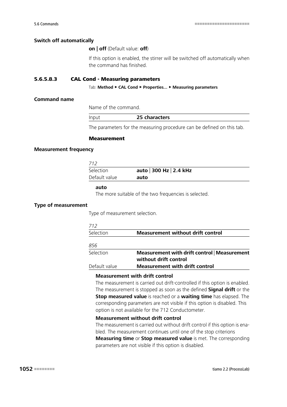 3 cal cond - measuring parameters | Metrohm tiamo 2.2 (ProcessLab) User Manual | Page 1068 / 1644