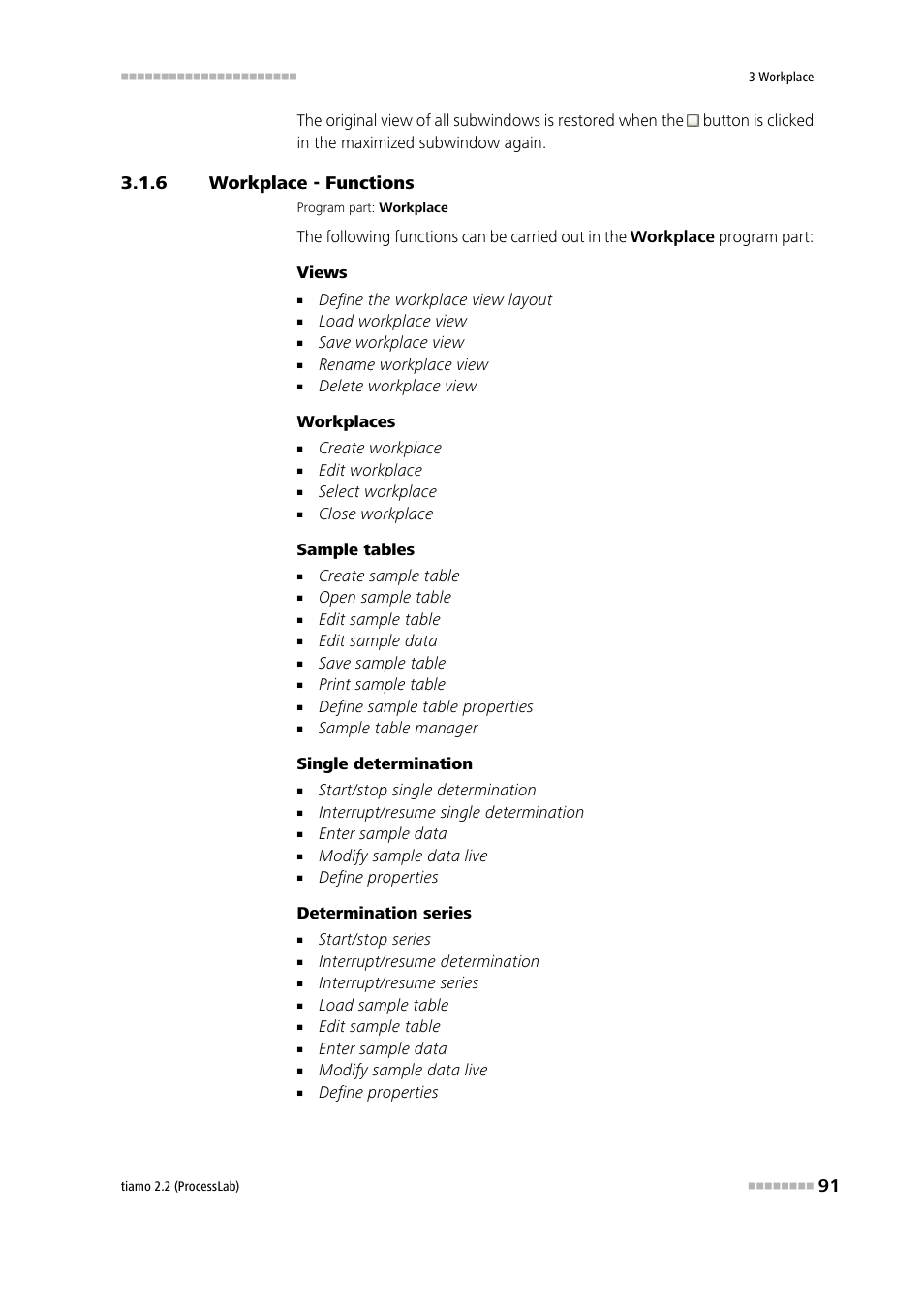 6 workplace - functions, Workplace - functions | Metrohm tiamo 2.2 (ProcessLab) User Manual | Page 107 / 1644