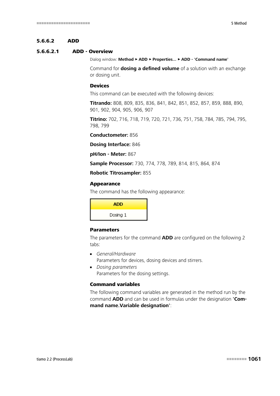 2 add, 1 add - overview | Metrohm tiamo 2.2 (ProcessLab) User Manual | Page 1077 / 1644