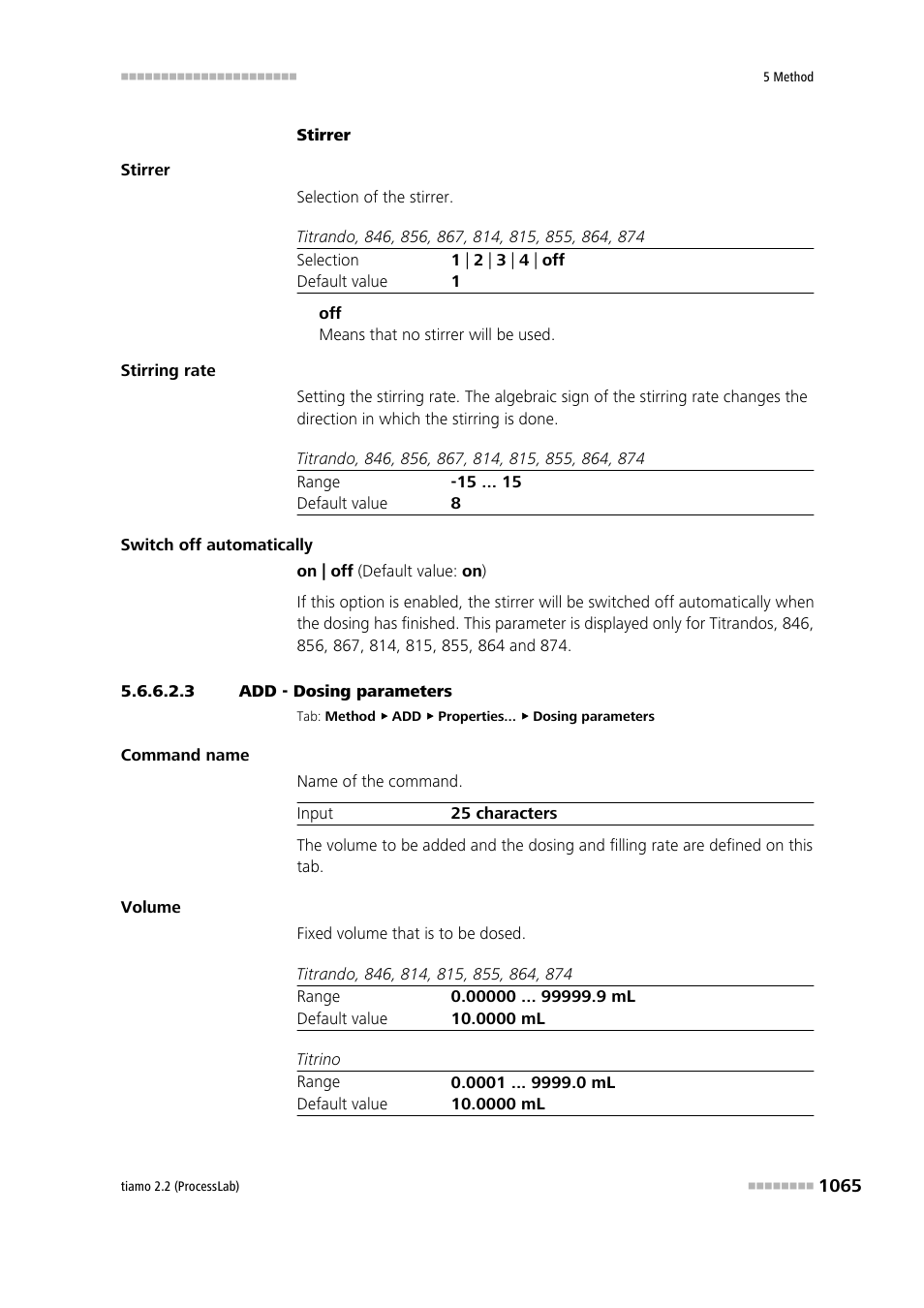 3 add - dosing parameters | Metrohm tiamo 2.2 (ProcessLab) User Manual | Page 1081 / 1644