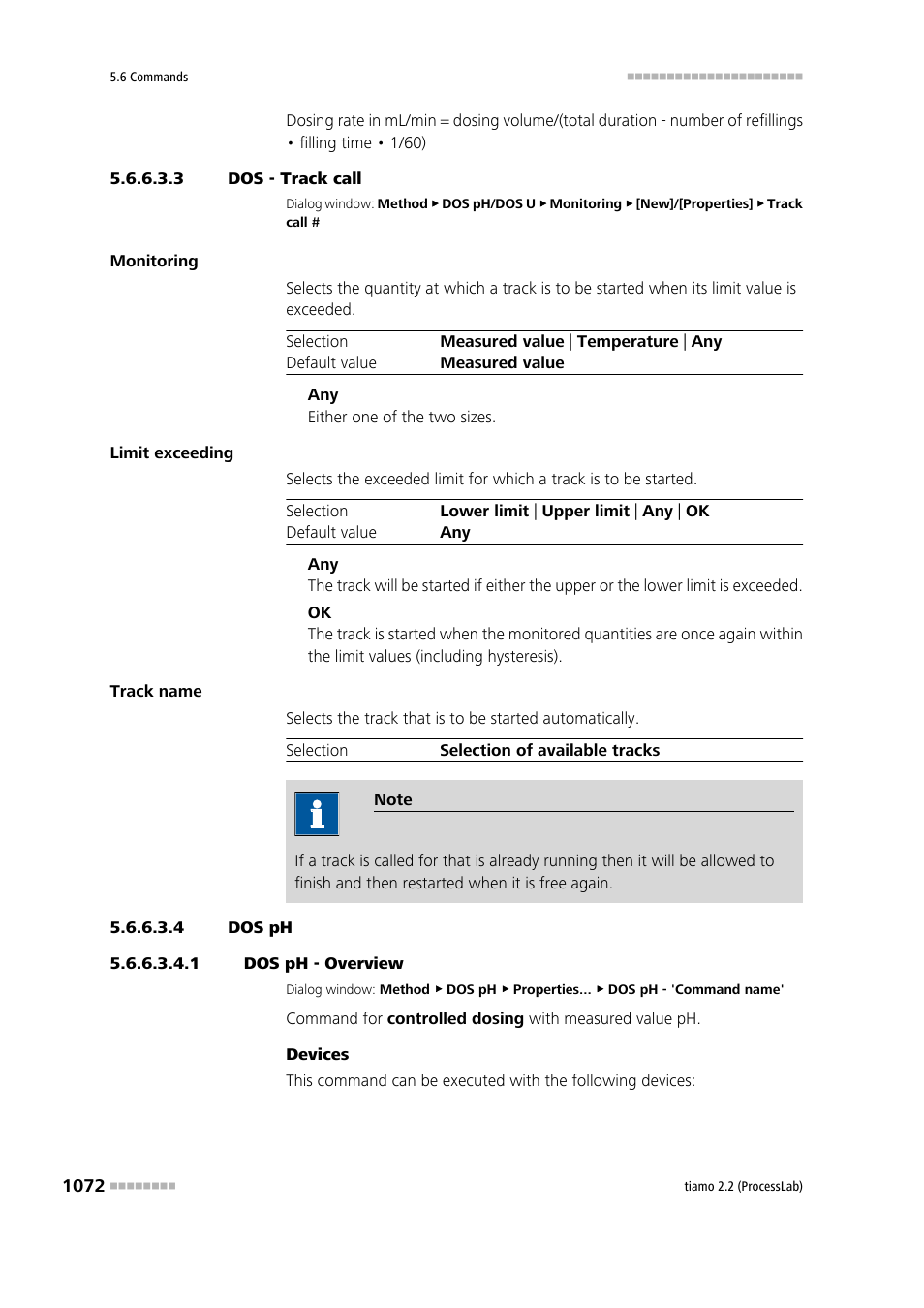 3 dos - track call, 4 dos ph, 1 dos ph - overview | Dos ph | Metrohm tiamo 2.2 (ProcessLab) User Manual | Page 1088 / 1644