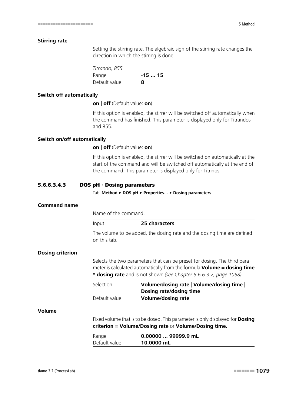 3 dos ph - dosing parameters, Dosing parameters | Metrohm tiamo 2.2 (ProcessLab) User Manual | Page 1095 / 1644