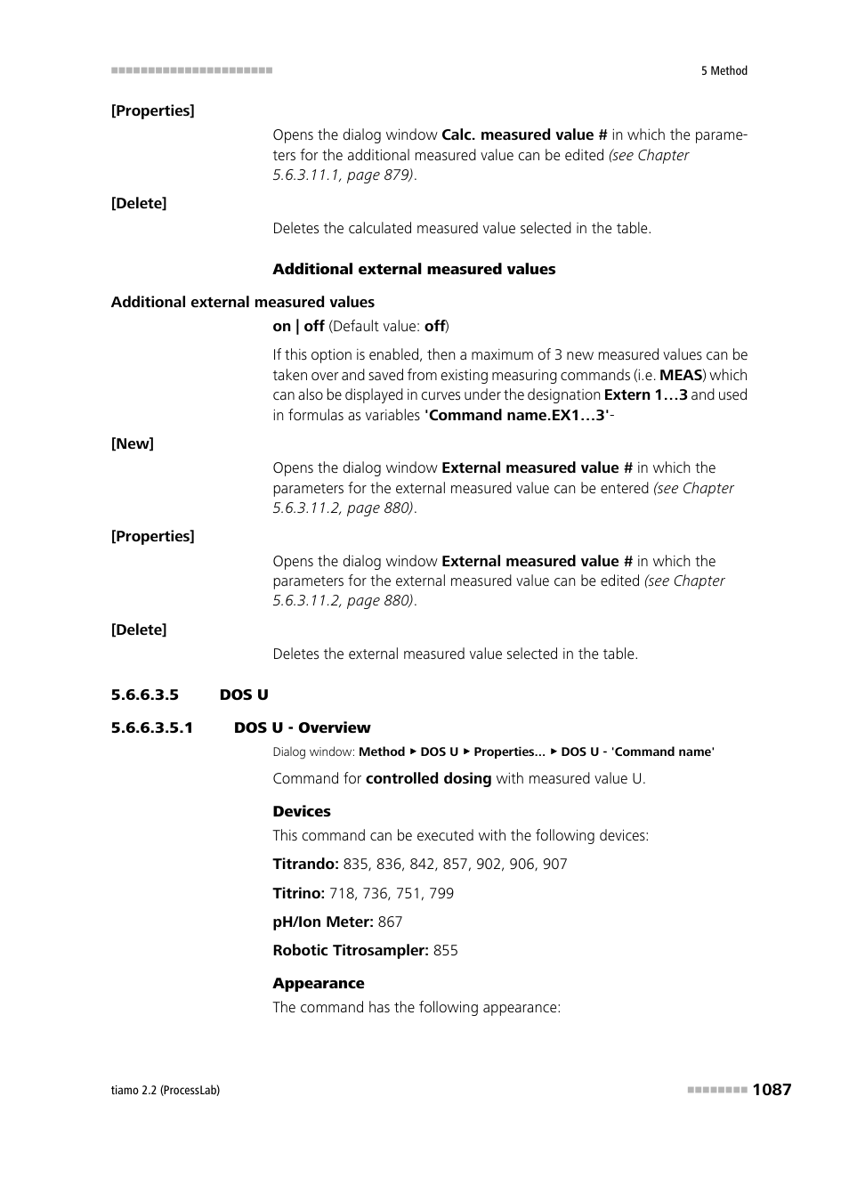 5 dos u, 1 dos u - overview, Dos u | Metrohm tiamo 2.2 (ProcessLab) User Manual | Page 1103 / 1644