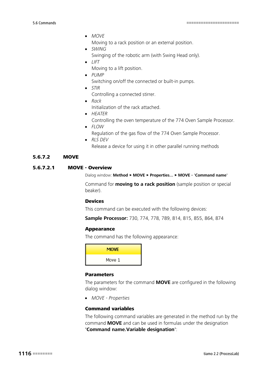 2 move, 1 move - overview, Move | Metrohm tiamo 2.2 (ProcessLab) User Manual | Page 1132 / 1644