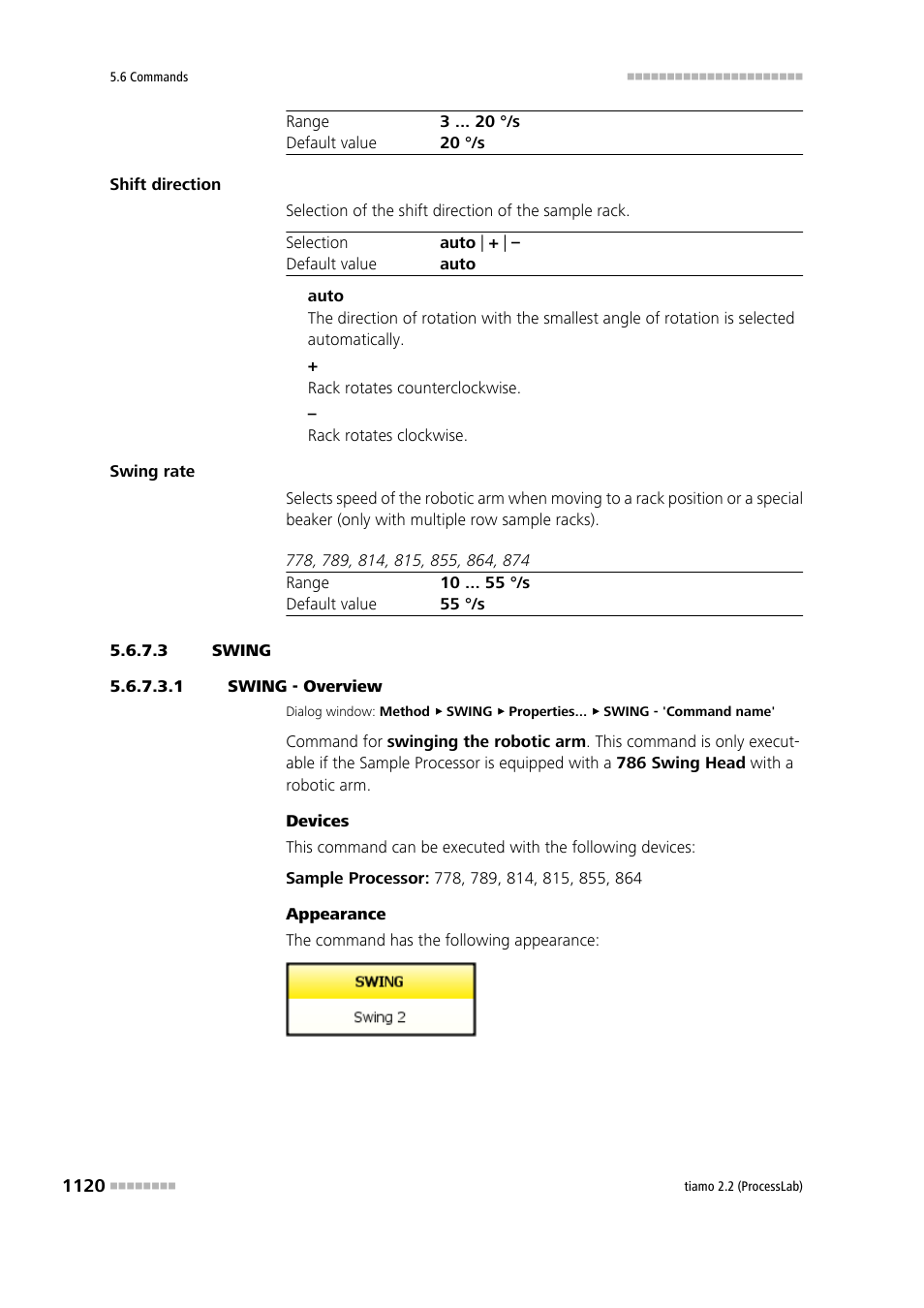 3 swing, 1 swing - overview, Swing | Metrohm tiamo 2.2 (ProcessLab) User Manual | Page 1136 / 1644