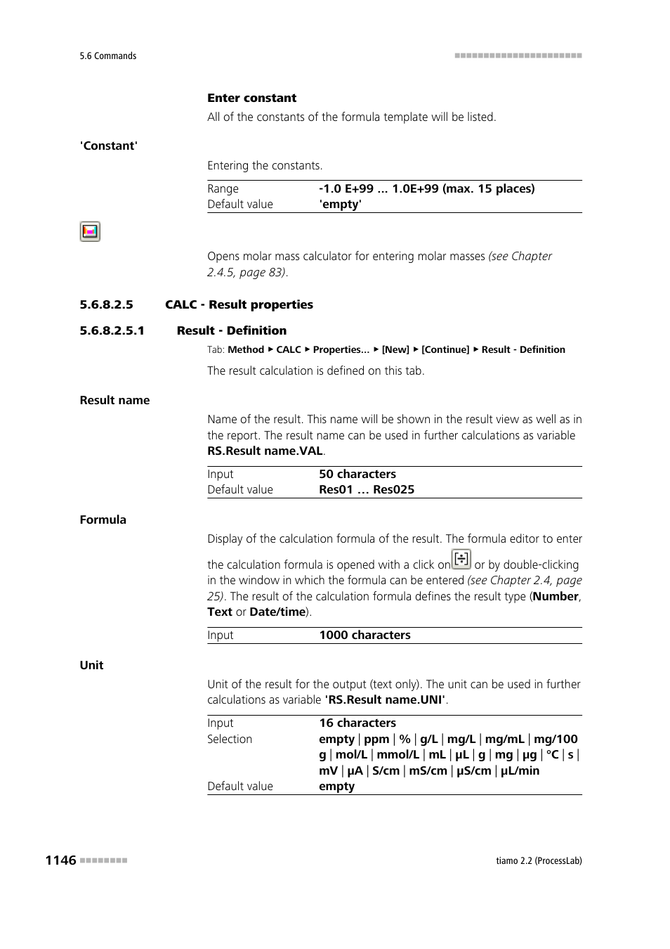 5 calc - result properties, 1 result - definition, Definition | Metrohm tiamo 2.2 (ProcessLab) User Manual | Page 1162 / 1644