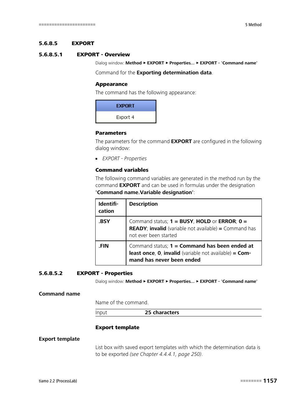 5 export, 1 export - overview, 2 export - properties | Export, Export - overview | Metrohm tiamo 2.2 (ProcessLab) User Manual | Page 1173 / 1644