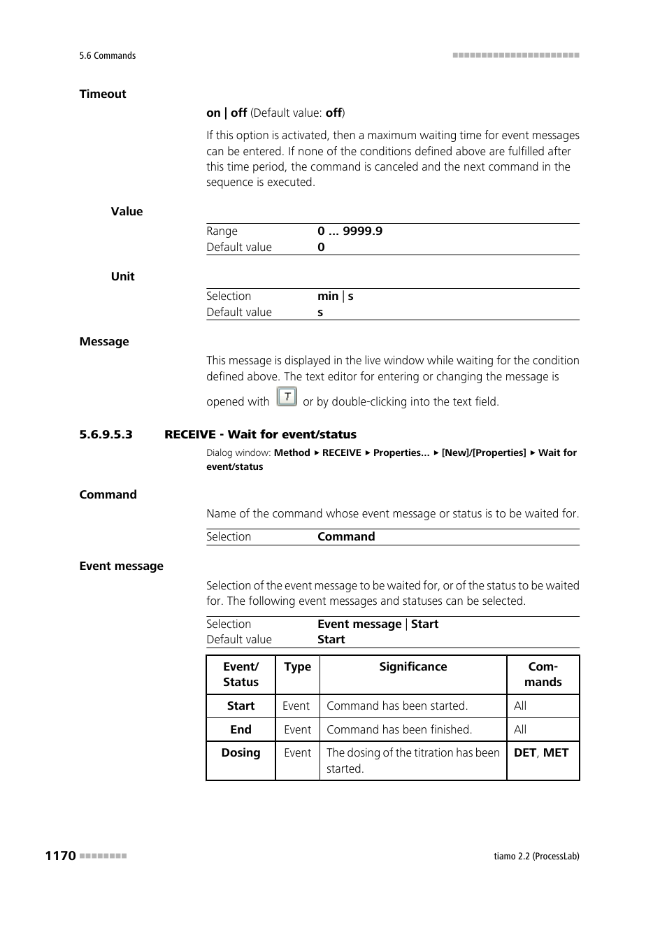 3 receive - wait for event/status | Metrohm tiamo 2.2 (ProcessLab) User Manual | Page 1186 / 1644