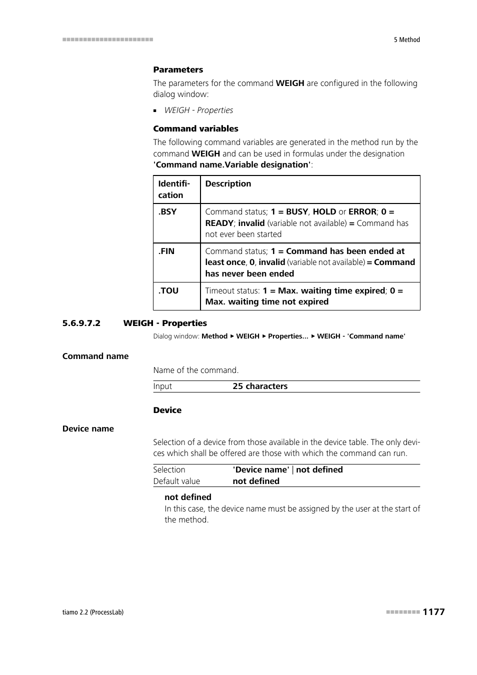 2 weigh - properties | Metrohm tiamo 2.2 (ProcessLab) User Manual | Page 1193 / 1644