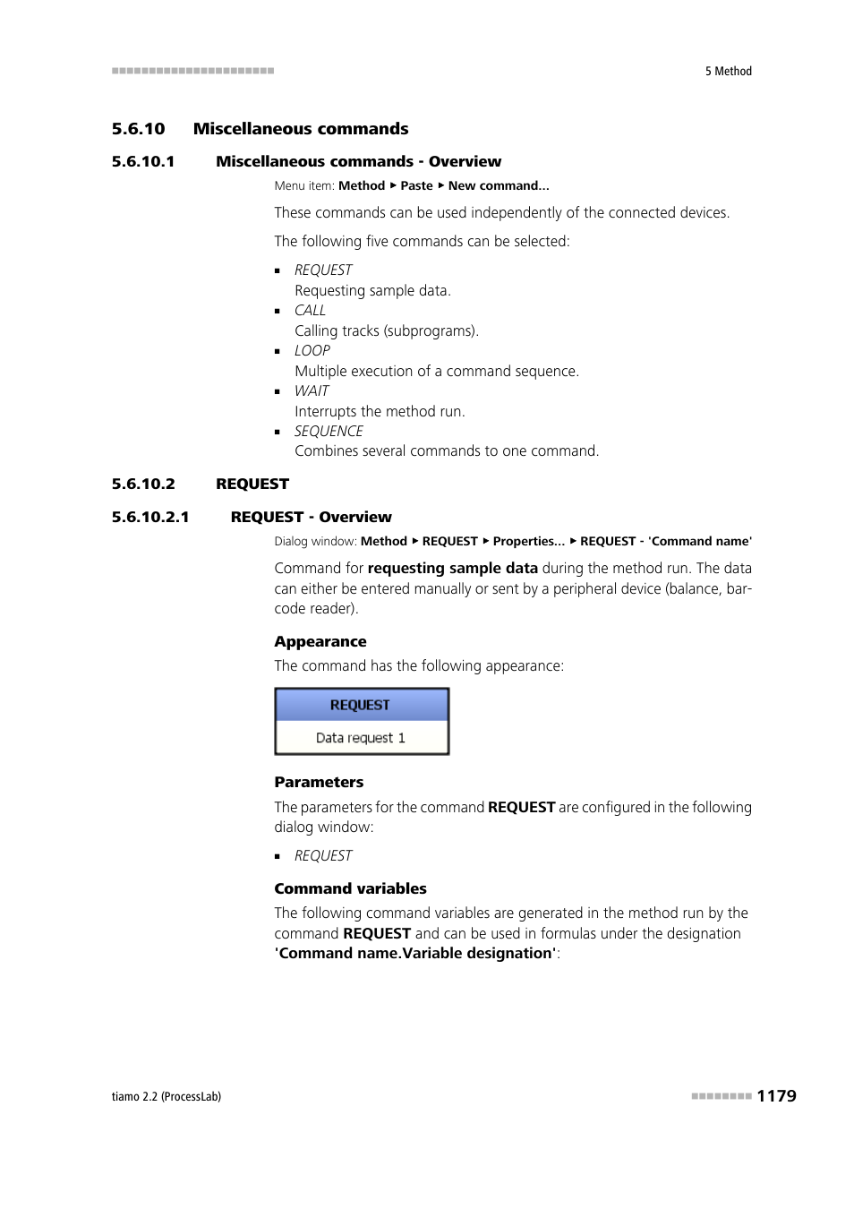 10 miscellaneous commands, 1 miscellaneous commands - overview, 2 request | 1 request - overview, Miscellaneous commands 9, Request | Metrohm tiamo 2.2 (ProcessLab) User Manual | Page 1195 / 1644