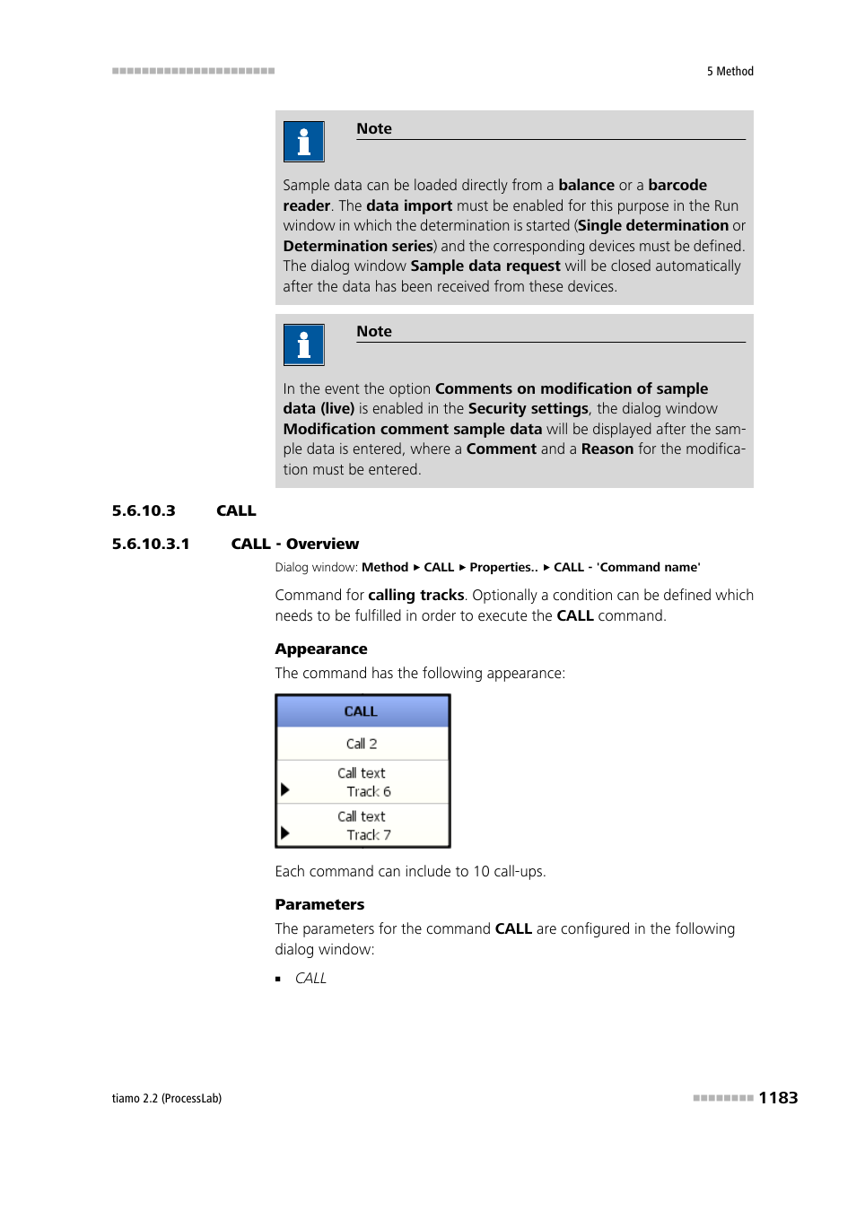 3 call, 1 call - overview, Call | Metrohm tiamo 2.2 (ProcessLab) User Manual | Page 1199 / 1644