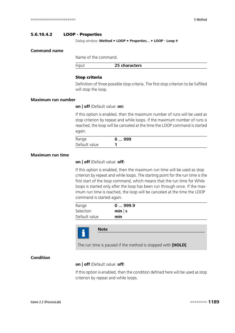 2 loop - properties | Metrohm tiamo 2.2 (ProcessLab) User Manual | Page 1205 / 1644