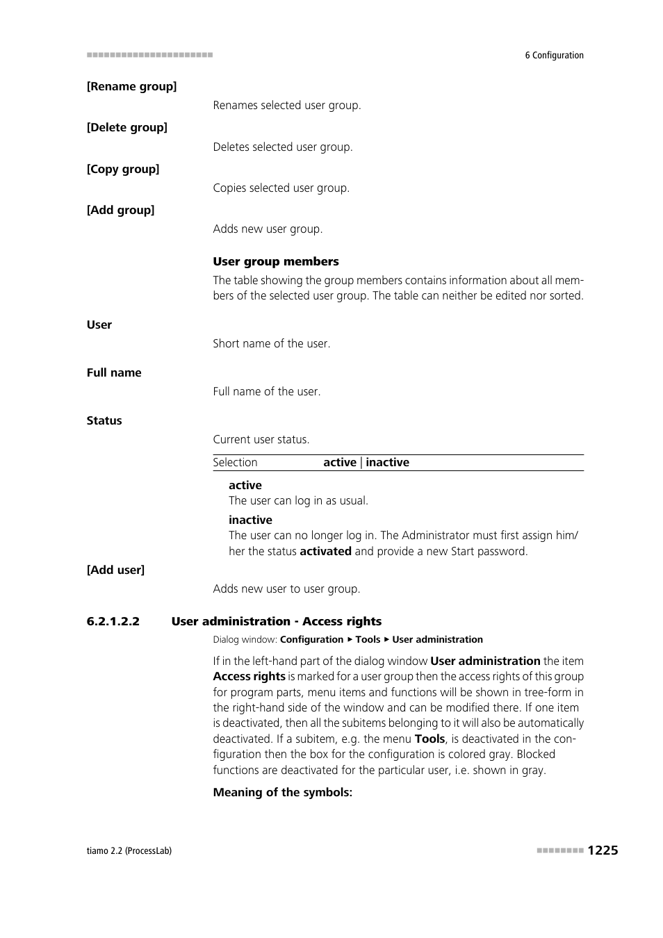 2 user administration - access rights, Access rights, Define access rights for user groups | Metrohm tiamo 2.2 (ProcessLab) User Manual | Page 1241 / 1644