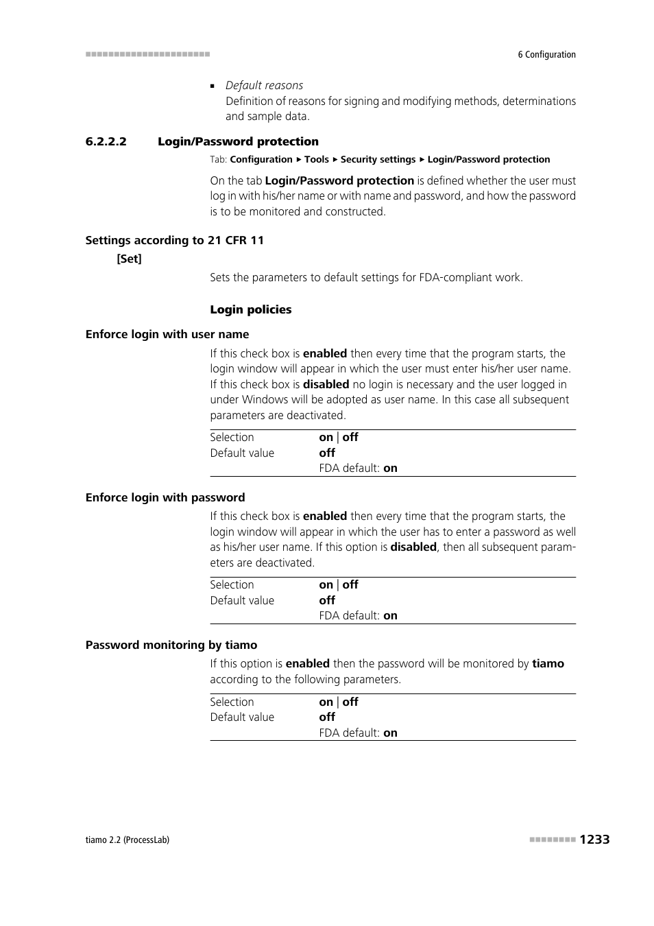2 login/password protection, Login/password protection | Metrohm tiamo 2.2 (ProcessLab) User Manual | Page 1249 / 1644