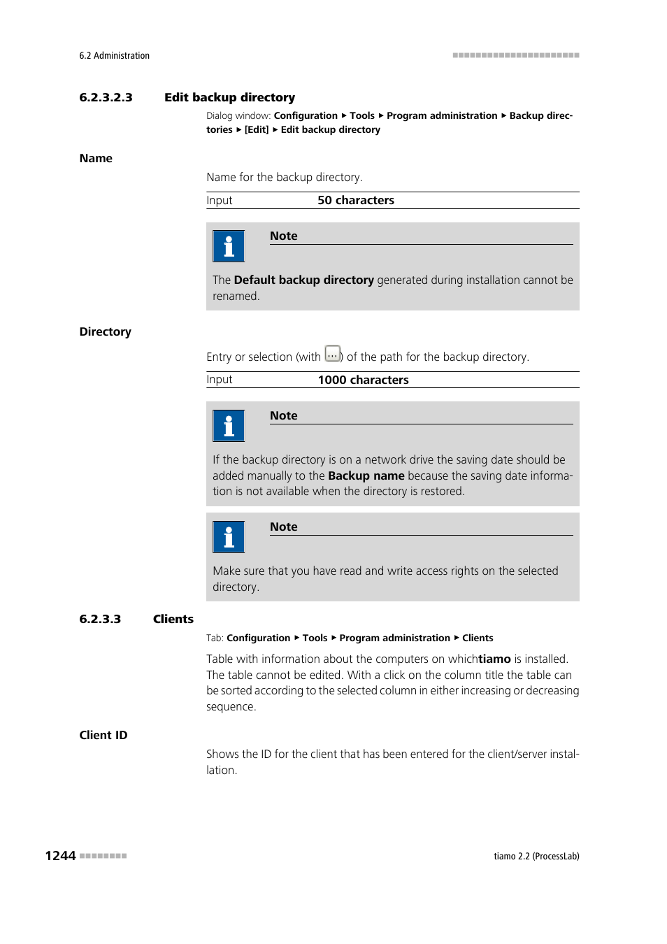 3 edit backup directory, 3 clients, Clients | Metrohm tiamo 2.2 (ProcessLab) User Manual | Page 1260 / 1644