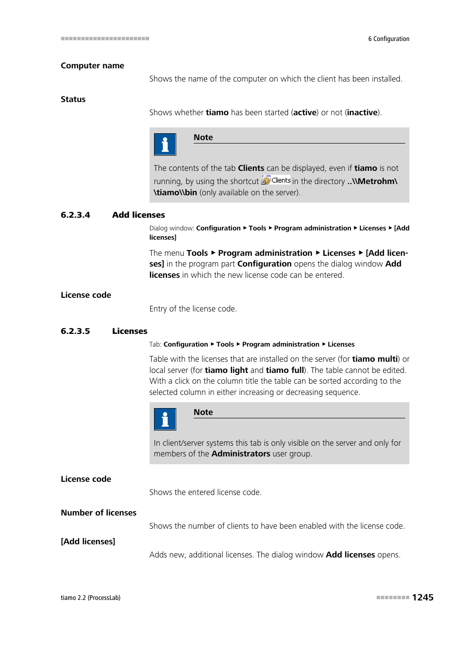 4 add licenses, 5 licenses, Licenses | Metrohm tiamo 2.2 (ProcessLab) User Manual | Page 1261 / 1644