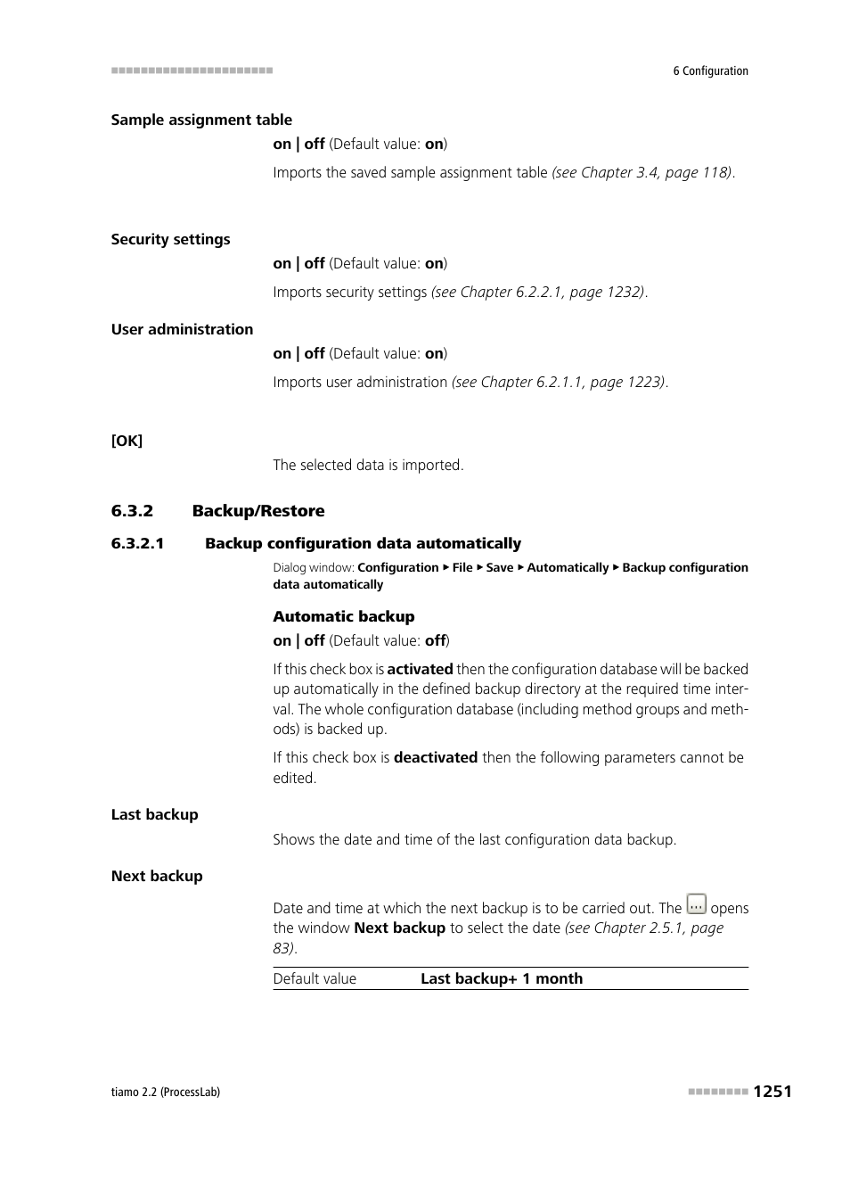 2 backup/restore, 1 backup configuration data automatically, Backup/restore 1 | Backup configuration data automatically | Metrohm tiamo 2.2 (ProcessLab) User Manual | Page 1267 / 1644