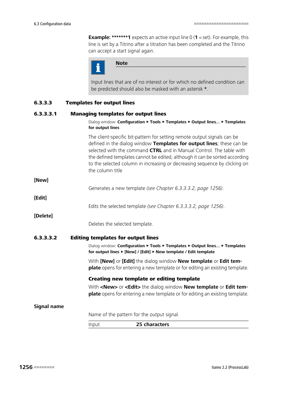 3 templates for output lines, 1 managing templates for output lines, 2 editing templates for output lines | Output lines | Metrohm tiamo 2.2 (ProcessLab) User Manual | Page 1272 / 1644