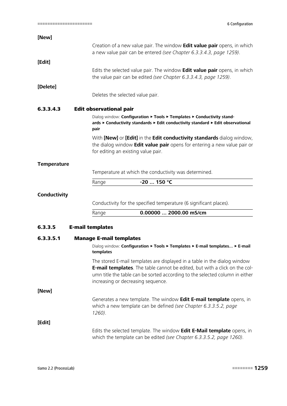 3 edit observational pair, 5 e-mail templates, 1 manage e-mail templates | Metrohm tiamo 2.2 (ProcessLab) User Manual | Page 1275 / 1644