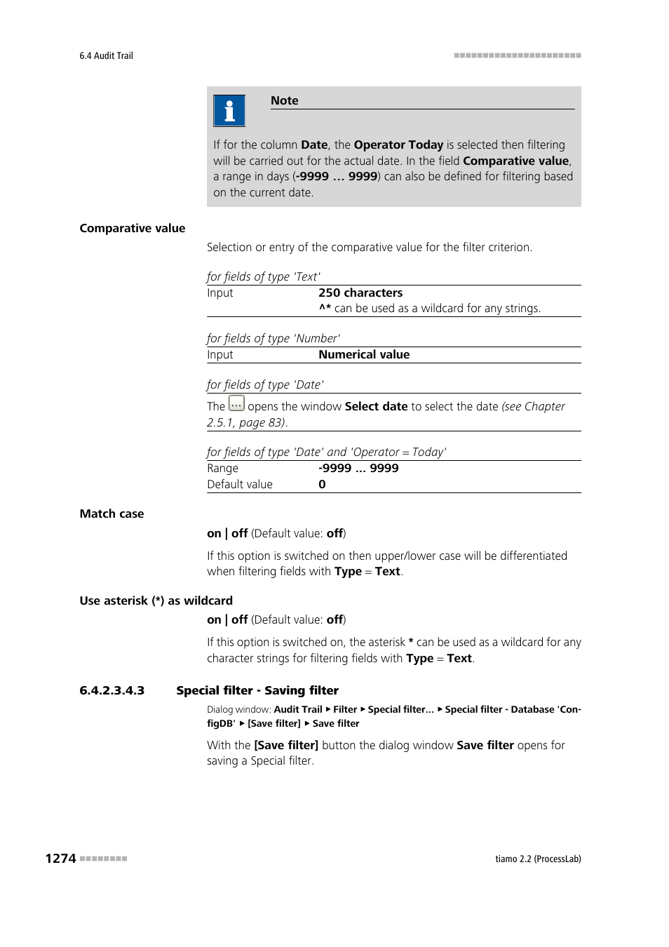 3 special filter - saving filter | Metrohm tiamo 2.2 (ProcessLab) User Manual | Page 1290 / 1644