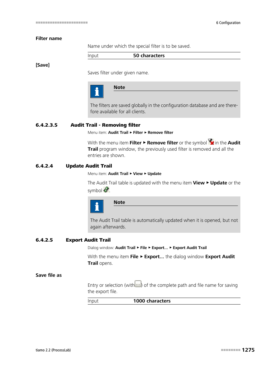 5 audit trail - removing filter, 4 update audit trail, 5 export audit trail | Update audit trail, Export audit trail | Metrohm tiamo 2.2 (ProcessLab) User Manual | Page 1291 / 1644