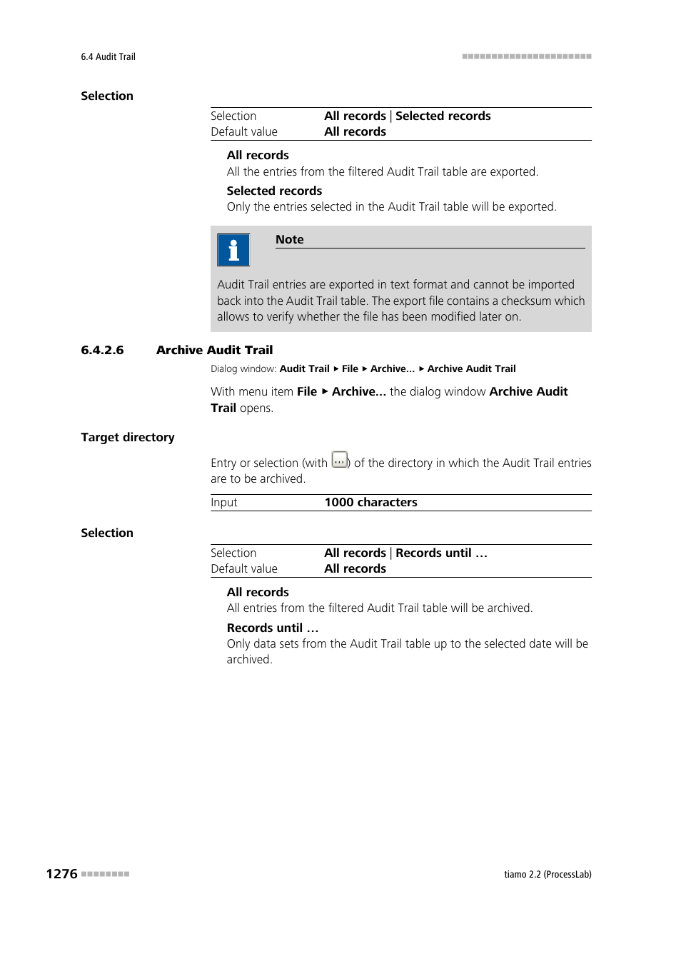 6 archive audit trail, Archive audit trail | Metrohm tiamo 2.2 (ProcessLab) User Manual | Page 1292 / 1644