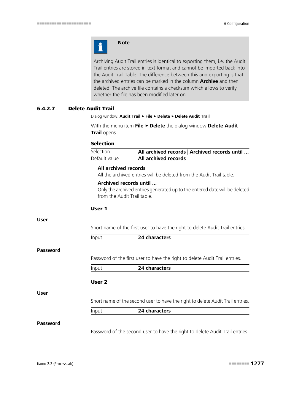 7 delete audit trail, Delete audit trail | Metrohm tiamo 2.2 (ProcessLab) User Manual | Page 1293 / 1644