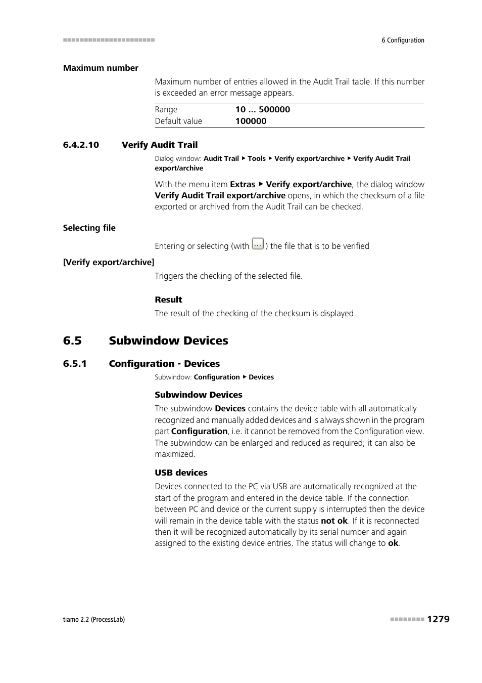 10 verify audit trail, 5 subwindow devices, 1 configuration - devices | Subwindow devices 9, Configuration - devices 9, Devices, Verify audit trail | Metrohm tiamo 2.2 (ProcessLab) User Manual | Page 1295 / 1644