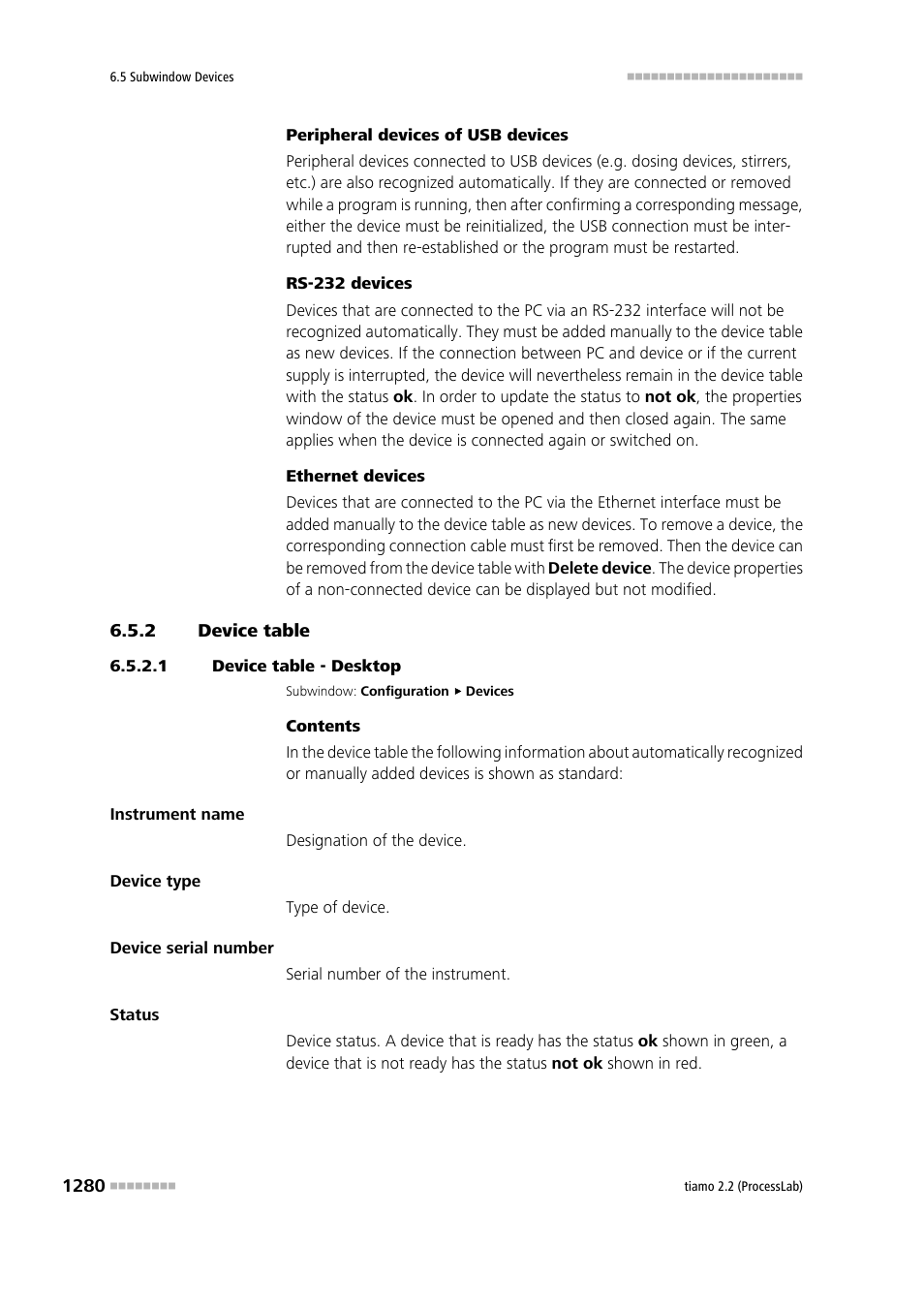 2 device table, 1 device table - desktop, Device table 0 | Metrohm tiamo 2.2 (ProcessLab) User Manual | Page 1296 / 1644