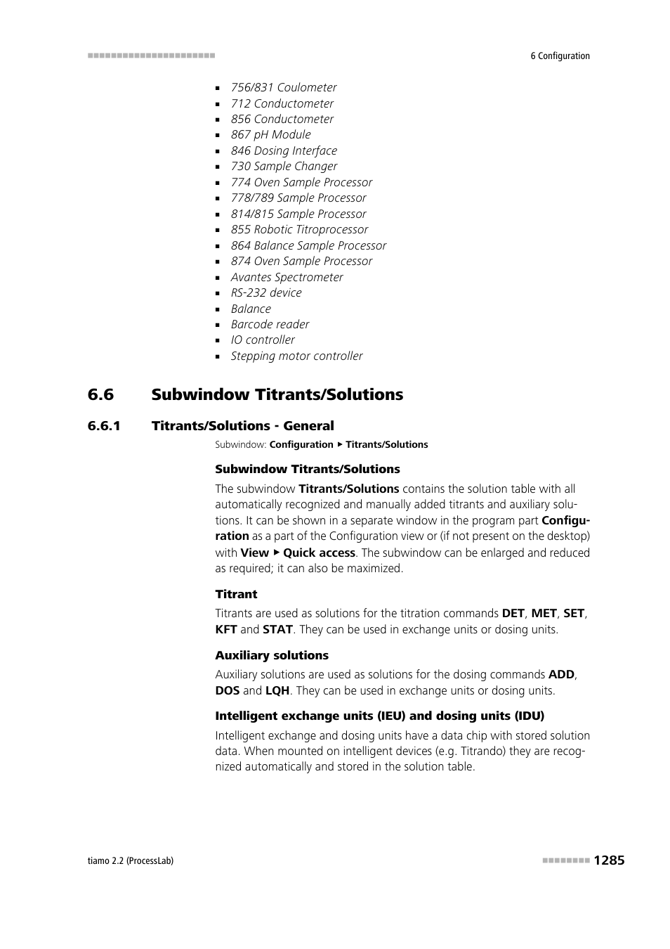 6 subwindow titrants/solutions, 1 titrants/solutions - general, Subwindow titrants/solutions 5 | Titrants/solutions - general 5, Titrants/solutions | Metrohm tiamo 2.2 (ProcessLab) User Manual | Page 1301 / 1644