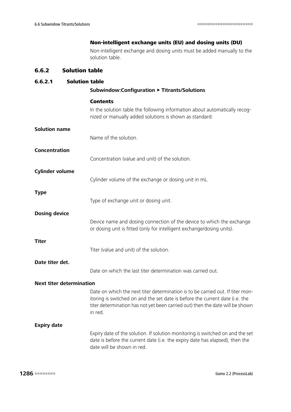 2 solution table, 1 solution table, Solution table 6 | Metrohm tiamo 2.2 (ProcessLab) User Manual | Page 1302 / 1644