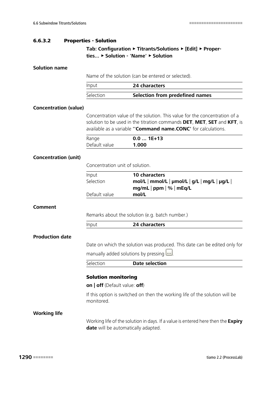 2 properties - solution, Solution | Metrohm tiamo 2.2 (ProcessLab) User Manual | Page 1306 / 1644