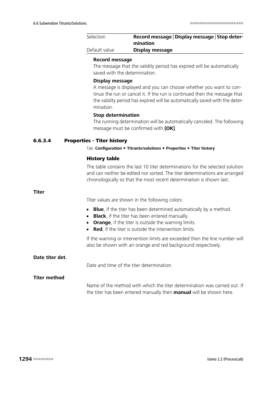 4 properties - titer history, Titer history | Metrohm tiamo 2.2 (ProcessLab) User Manual | Page 1310 / 1644