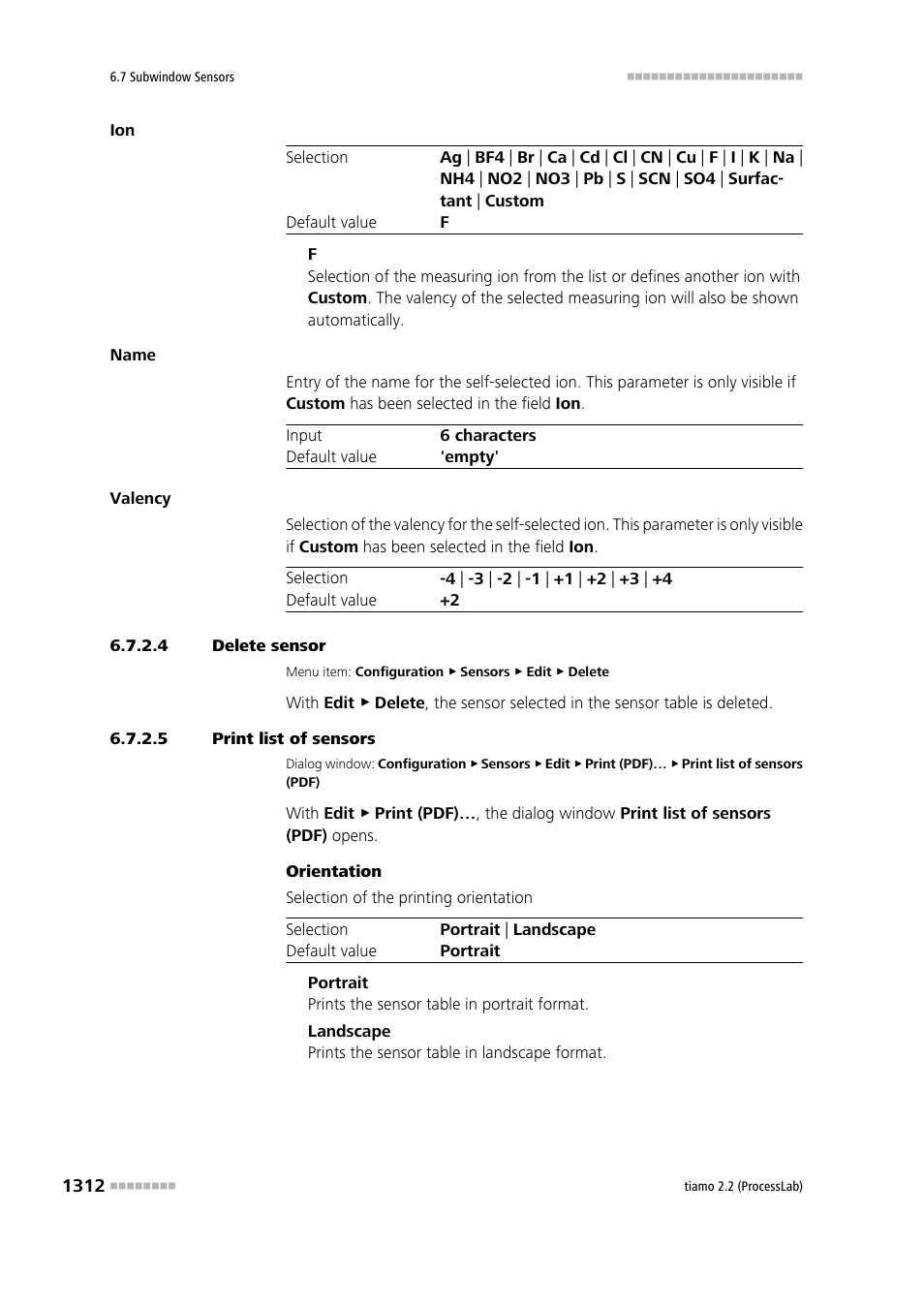 4 delete sensor, 5 print list of sensors | Metrohm tiamo 2.2 (ProcessLab) User Manual | Page 1328 / 1644