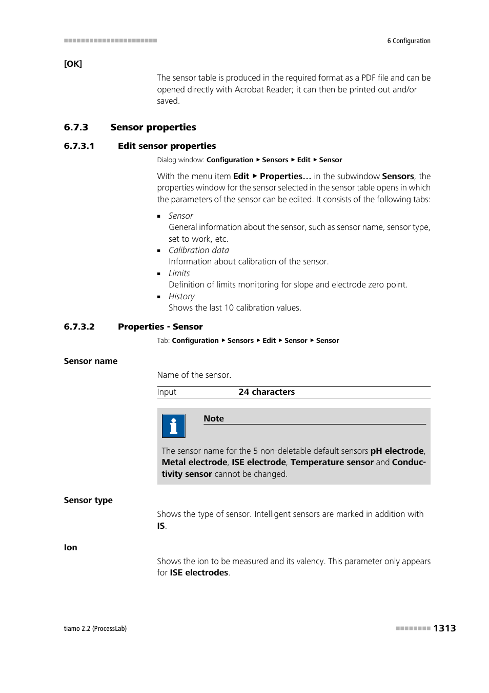 3 sensor properties, 1 edit sensor properties, 2 properties - sensor | Sensor properties 3 | Metrohm tiamo 2.2 (ProcessLab) User Manual | Page 1329 / 1644