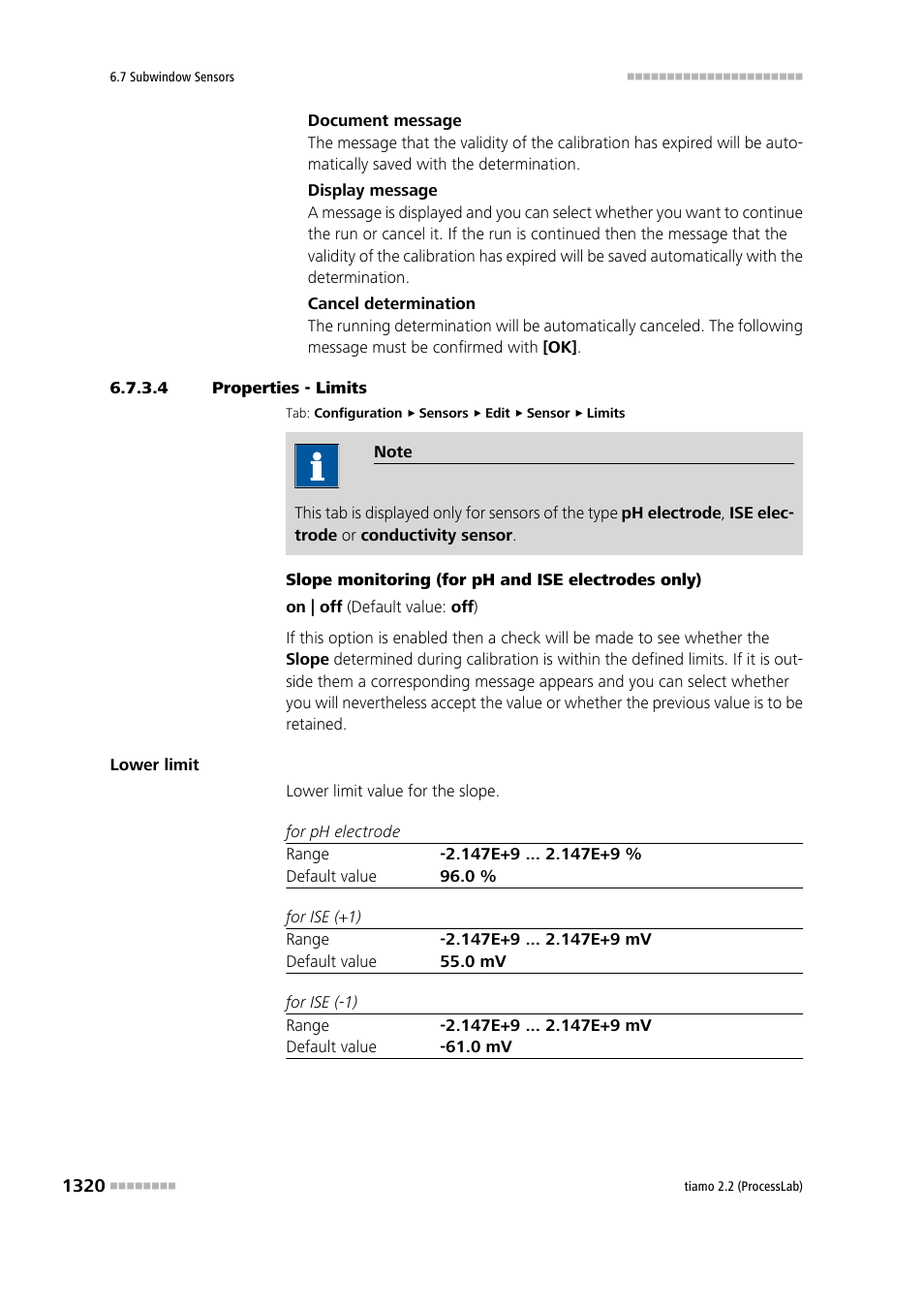 4 properties - limits, Limits | Metrohm tiamo 2.2 (ProcessLab) User Manual | Page 1336 / 1644