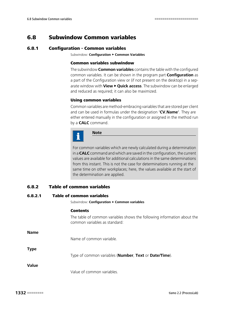 8 subwindow common variables, 1 configuration - common variables, 2 table of common variables | 1 table of common variables, Subwindow common variables 2, Configuration - common variables 2, Table of common variables 2, Common variables | Metrohm tiamo 2.2 (ProcessLab) User Manual | Page 1348 / 1644