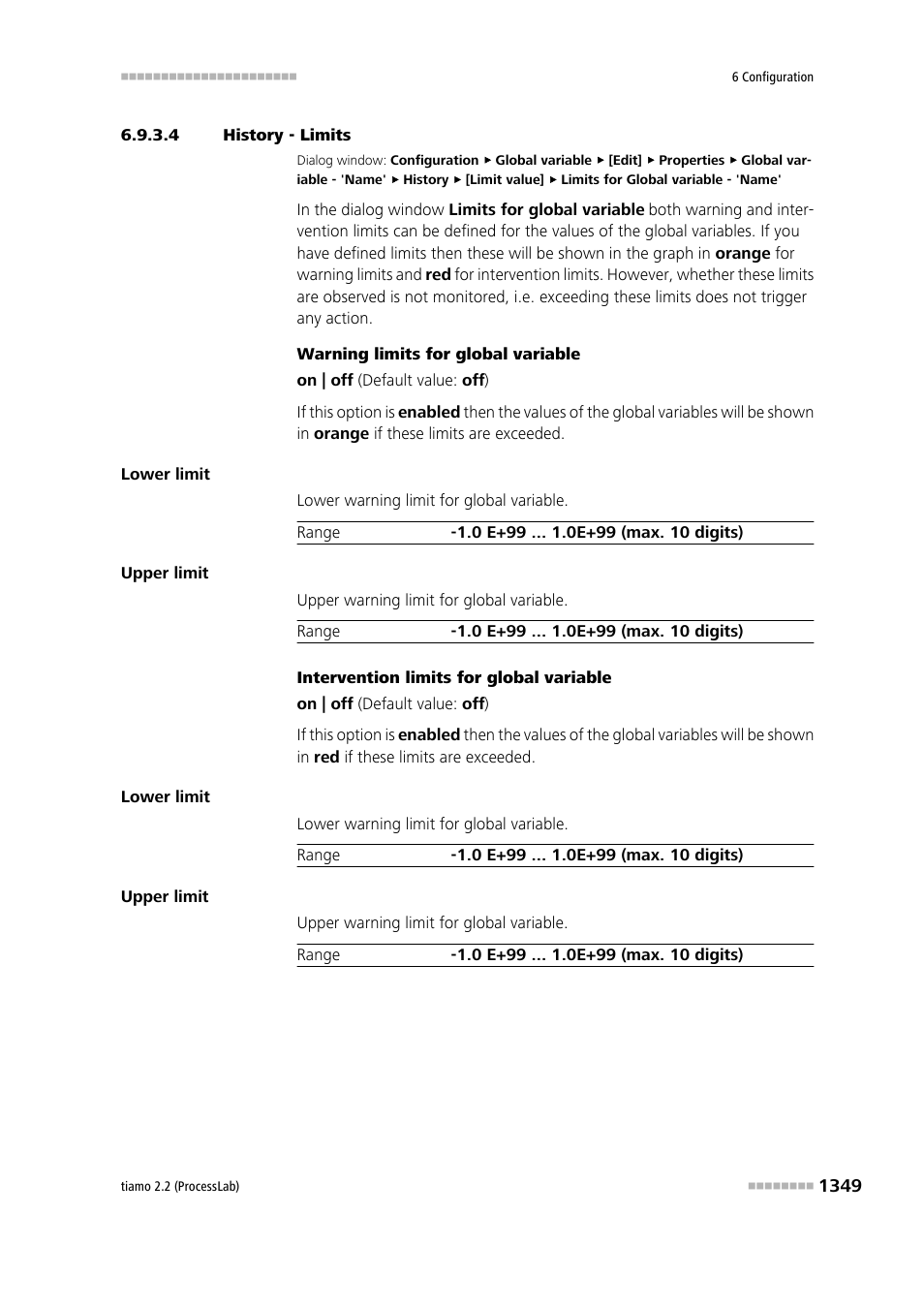 4 history - limits | Metrohm tiamo 2.2 (ProcessLab) User Manual | Page 1365 / 1644