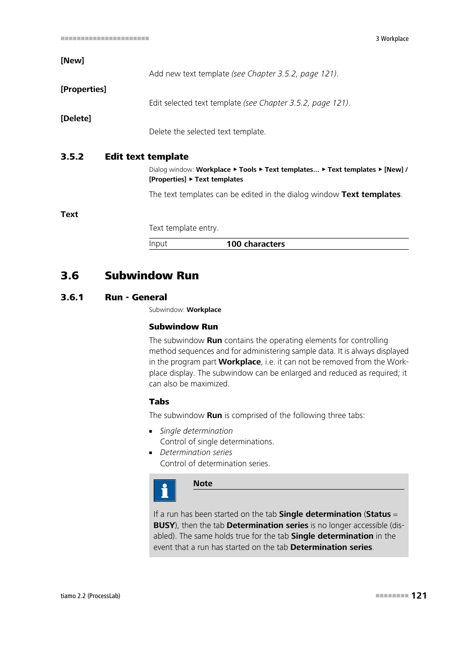 2 edit text template, 6 subwindow run, 1 run - general | Edit text template, Subwindow run, Run - general | Metrohm tiamo 2.2 (ProcessLab) User Manual | Page 137 / 1644