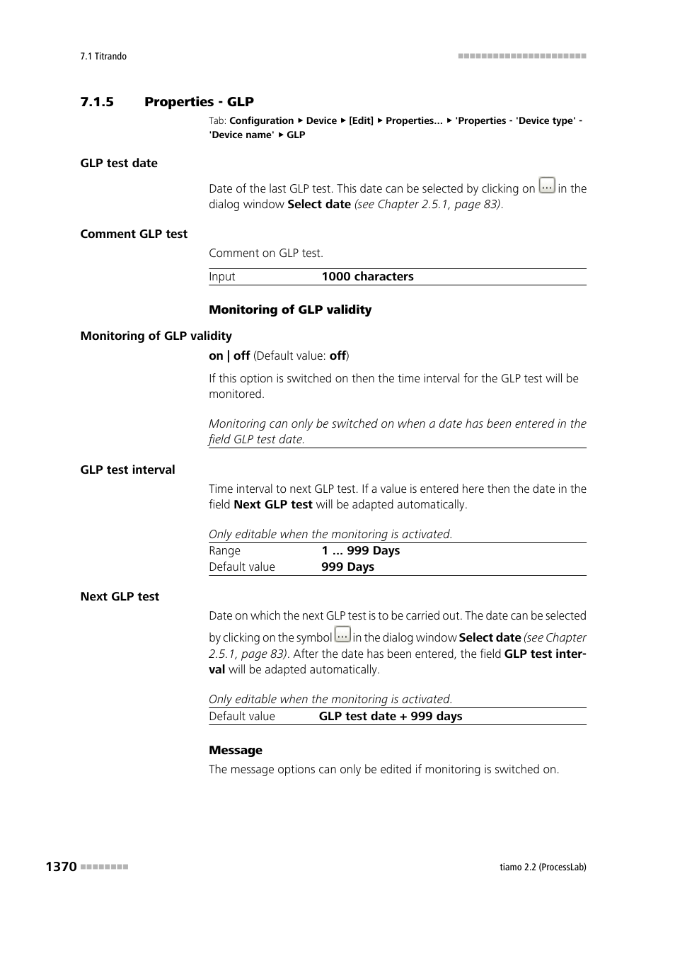 5 properties - glp | Metrohm tiamo 2.2 (ProcessLab) User Manual | Page 1386 / 1644