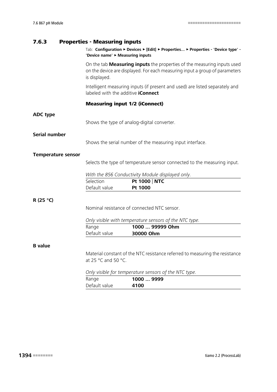 3 properties - measuring inputs | Metrohm tiamo 2.2 (ProcessLab) User Manual | Page 1410 / 1644