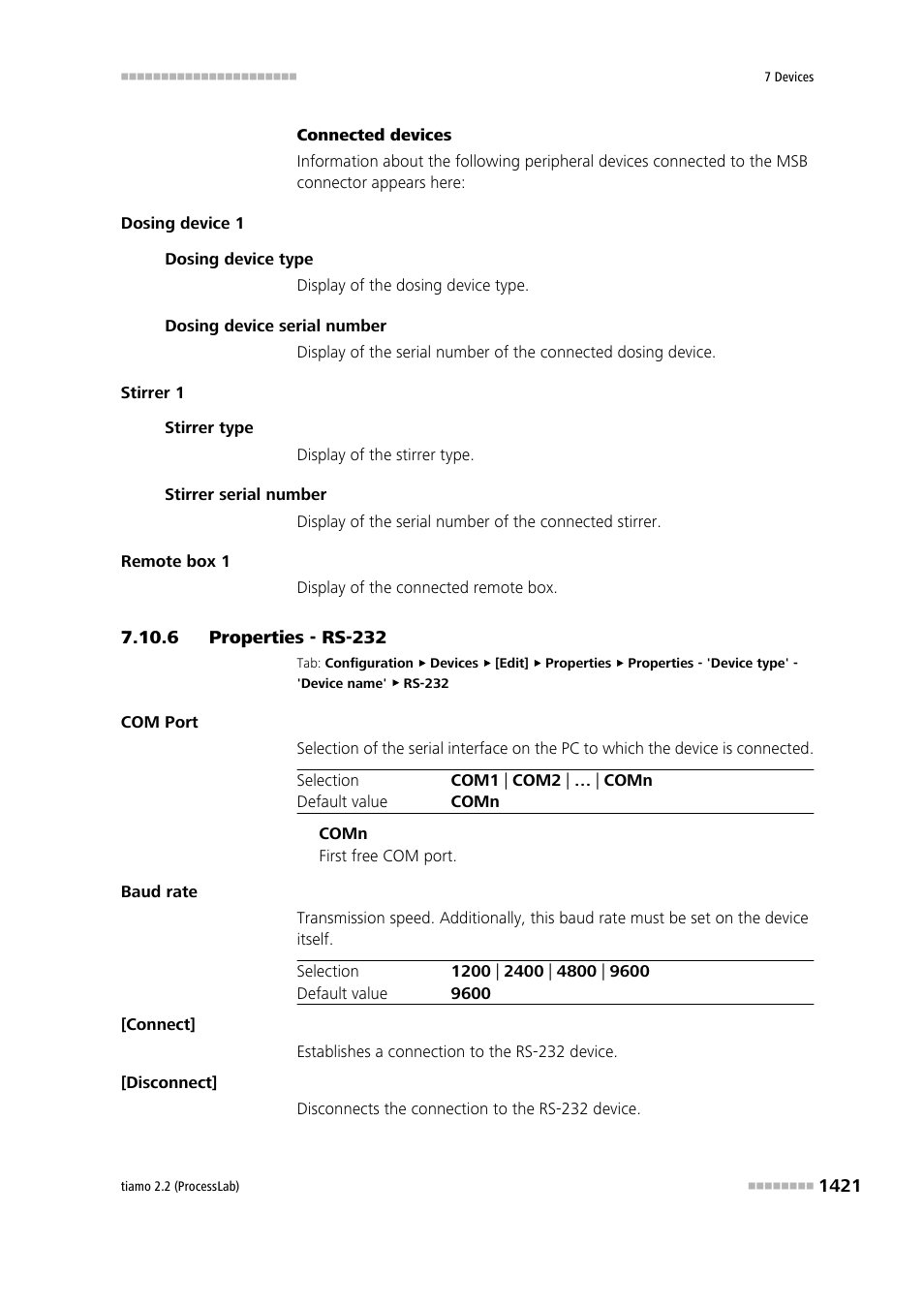 6 properties - rs-232 | Metrohm tiamo 2.2 (ProcessLab) User Manual | Page 1437 / 1644