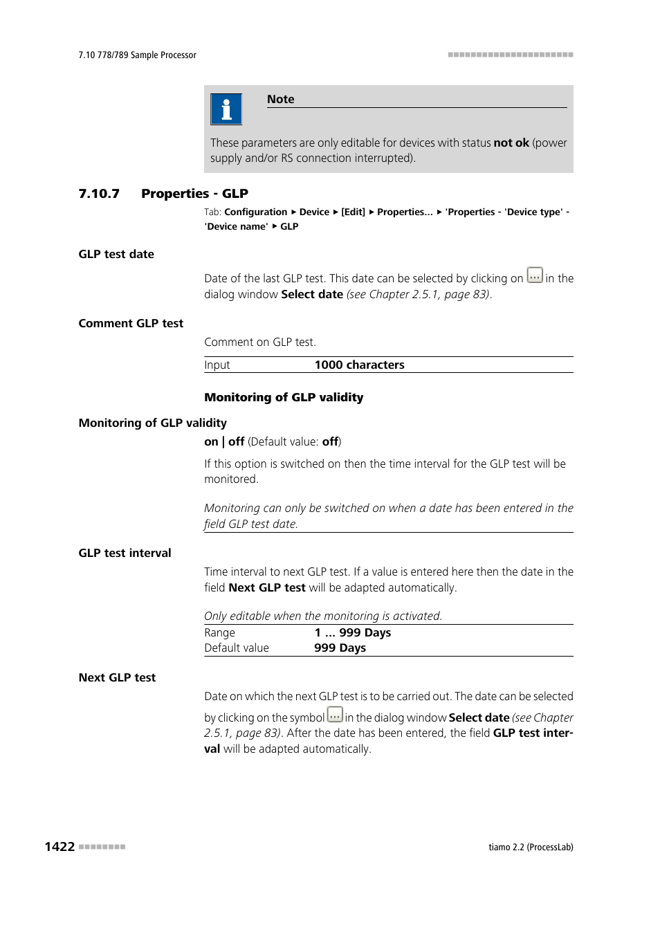 7 properties - glp | Metrohm tiamo 2.2 (ProcessLab) User Manual | Page 1438 / 1644