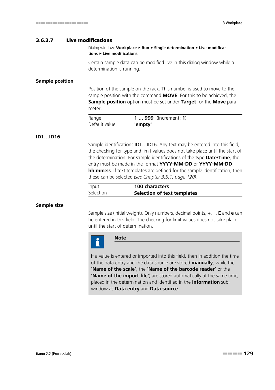 7 live modifications, Modify sample data live | Metrohm tiamo 2.2 (ProcessLab) User Manual | Page 145 / 1644