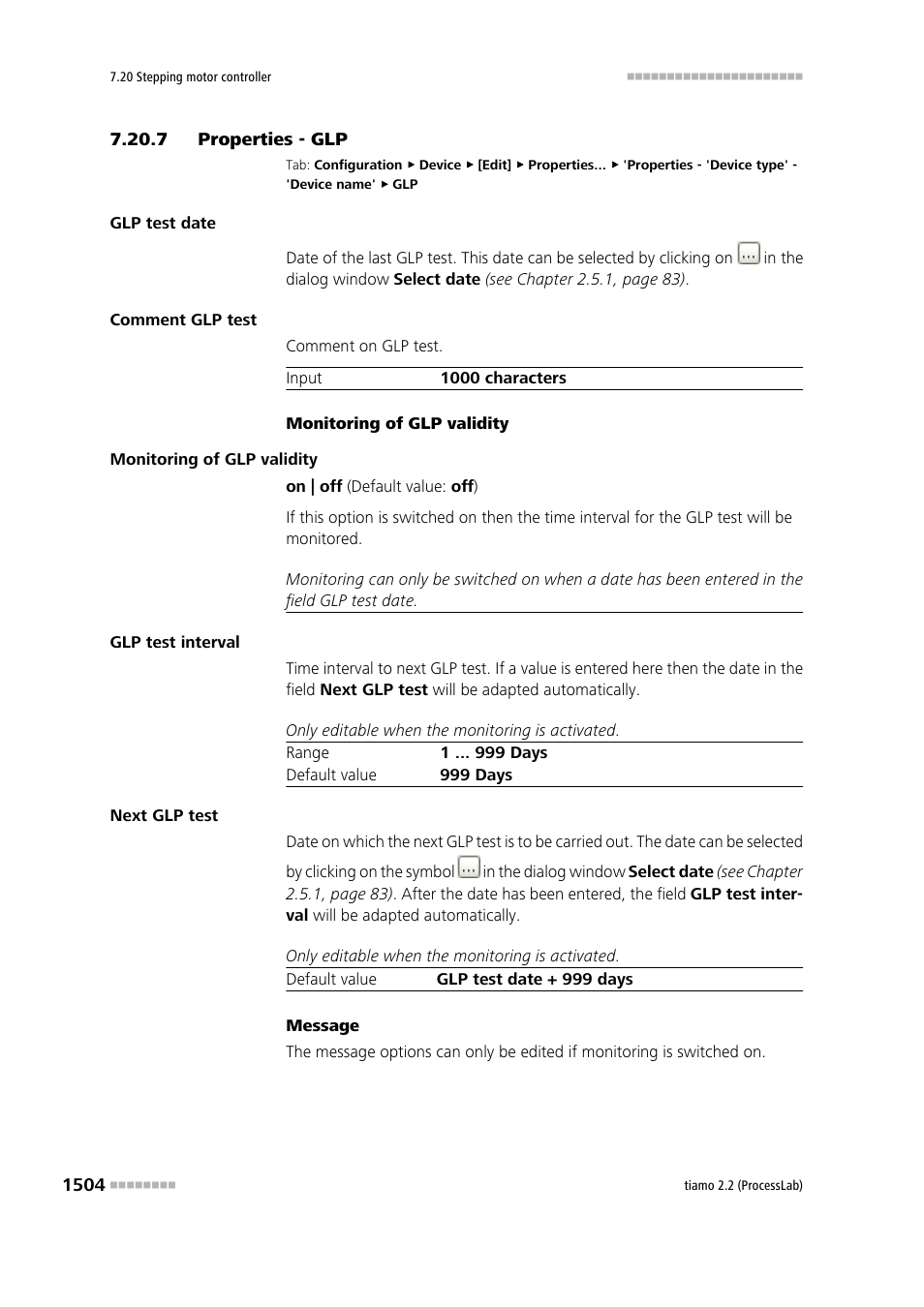 7 properties - glp | Metrohm tiamo 2.2 (ProcessLab) User Manual | Page 1520 / 1644