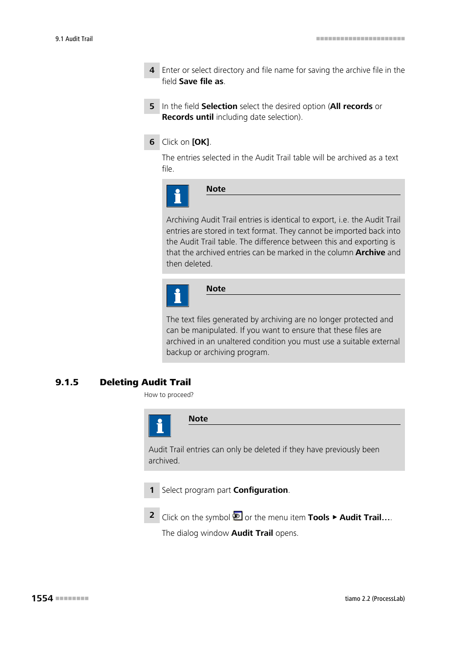 5 deleting audit trail, Deleting audit trail 4 | Metrohm tiamo 2.2 (ProcessLab) User Manual | Page 1570 / 1644