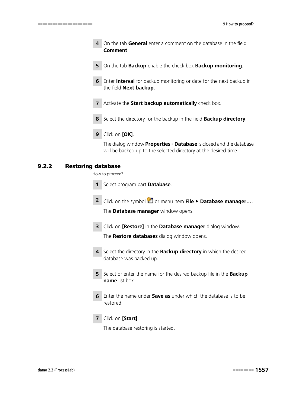 2 restoring database, Restoring database 7 | Metrohm tiamo 2.2 (ProcessLab) User Manual | Page 1573 / 1644